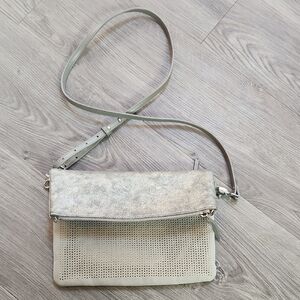 Stella And Dot Silver Patina  and Taupe Cross-Body Bag